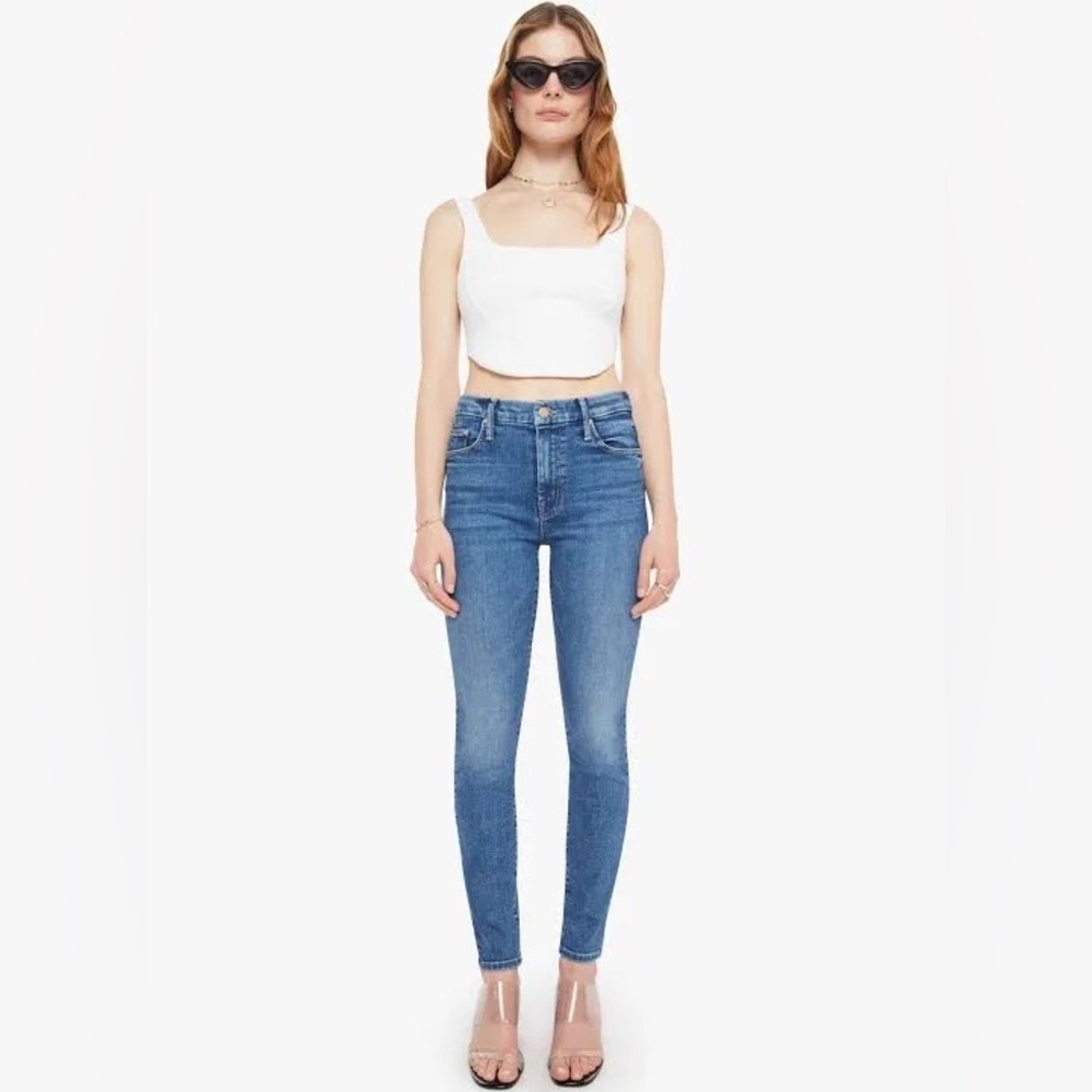 MOTHER Distressed Blue Ankle Jeans